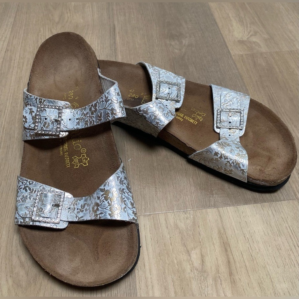 Birkenstock Papillio Silver Double Strap Sandal EU 43 (M 10-10.5  W 12-12.5)